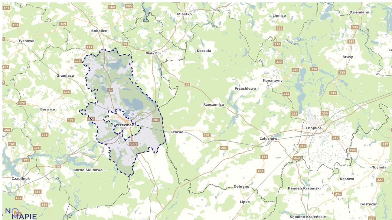 Mapa obszarów ochrony przyrody Szczecinka
